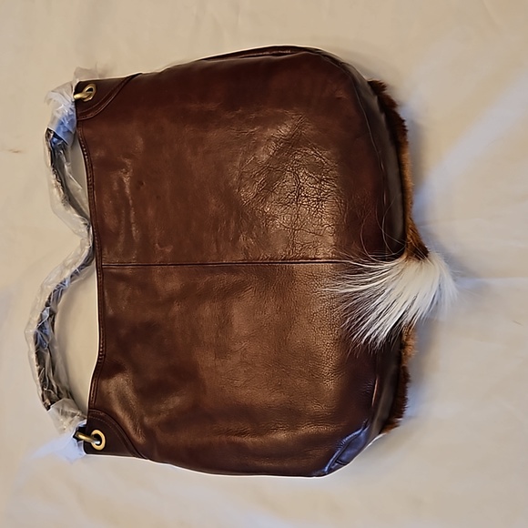 Vintage 90's WILSON'S Springbok Hyde Fur and Leather Satchel Purse. - Picture 4 of 8